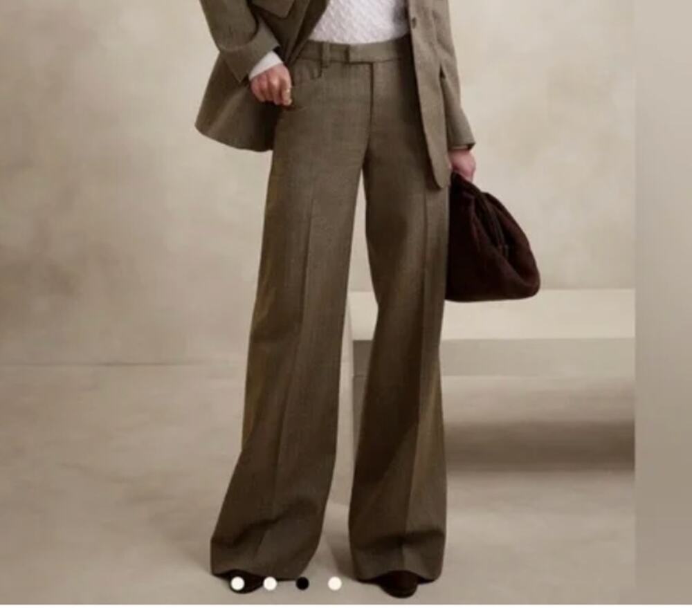 Banana Republic Jackson Fit Stretch Petite Wool Wide Leg Trouser Pant Size 10P